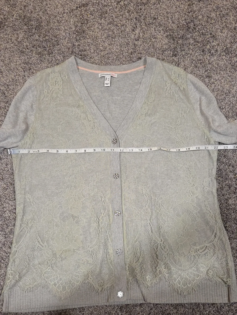 Isaac Mizrahi Live Gray Lace Cardigan Size L